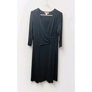 NWT Coldwater Creek Faux Wrap Dress Womens PM Dark Teal Fit & Flare Travel Knit